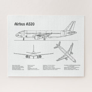 Airbus A320 - Airplane Blueprint Drawing Plans BD Jigsaw Puzzle