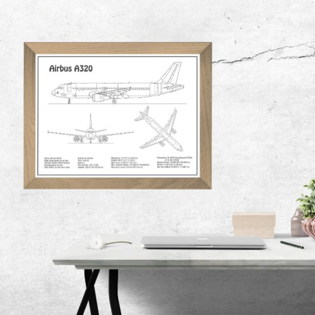 Airbus A320 - Airplane Blueprint Drawing Plans BD Photo Print (Creator Uploaded)