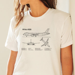 Airbus A320 - Airplane Blueprint Drawing Plans BD T-Shirt