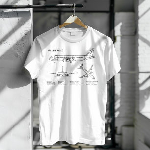 Airbus A320 - Airplane Blueprint Drawing Plans BD T-Shirt