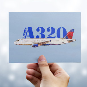 Airbus a320 Airplane Watercolor drawing Postcard