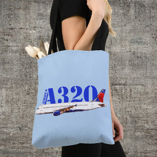 Airbus a320 Airplane Watercolor drawing Tote Bag