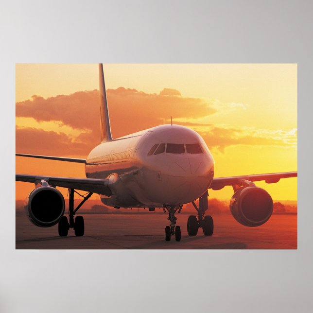 Airbus A320 - Backing on Sunset Poster (Front)