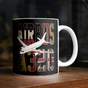Airbus a320 Jetliner. Vintage European Flags Coffee Mug