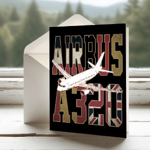 Airbus a320 Jetliner. Vintage European Flags Thank You Card