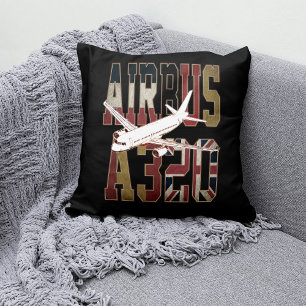 Airbus a320 Jetliner. Vintage European Flags Throw Pillow