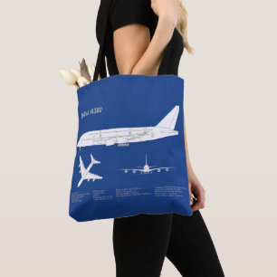 Airbus a380 - Airplane Blueprint Drawing Plans ABD Tote Bag