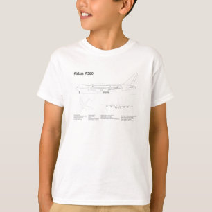 Airbus a380 - Airplane Blueprint Drawing Plans BD T-Shirt