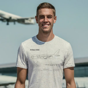 Airbus a380 - Airplane Blueprint Drawing Plans BD T-Shirt