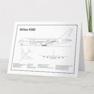 Airbus a380 - Airplane Blueprint Drawing Plans BD Thank You Card
