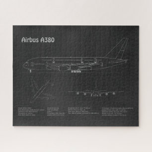 Airbus a380 - Airplane Blueprint Drawing Plans PD Jigsaw Puzzle