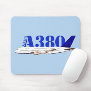 Airbus A380 Airplane Watercolor drawing Mouse Pad