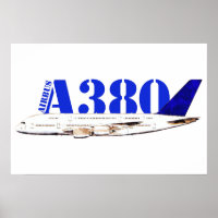 Airbus A380 Airplane Watercolor drawing