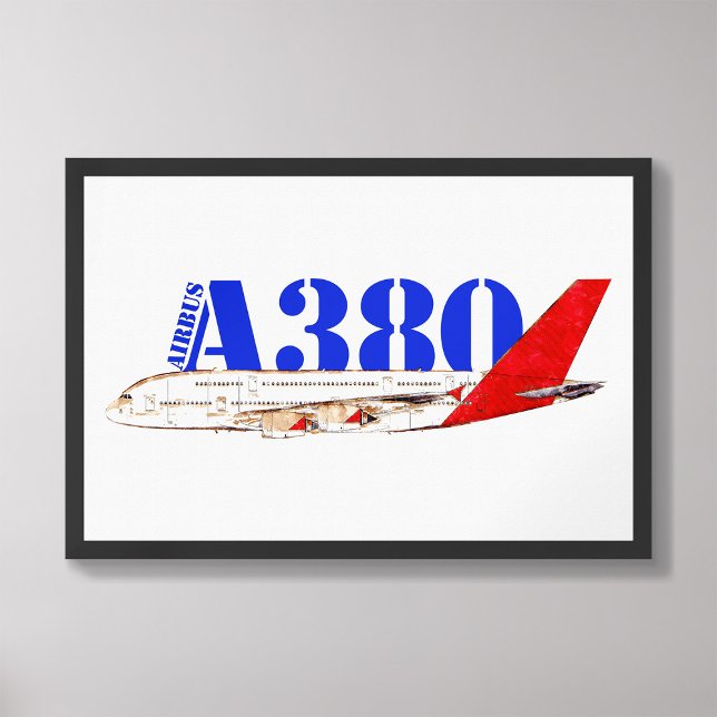 Airbus A380 Illustration with Bold Red Tail Design Photo Print (Creator Uploaded)