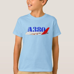Airbus A380 Illustration with Bold Red Tail Design T-Shirt