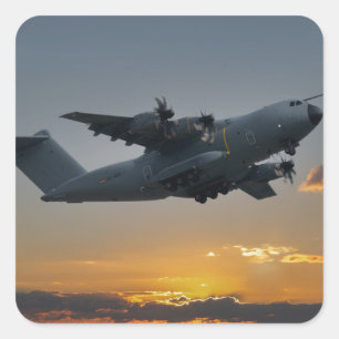 Airbus A400M At Sunset Square Sticker