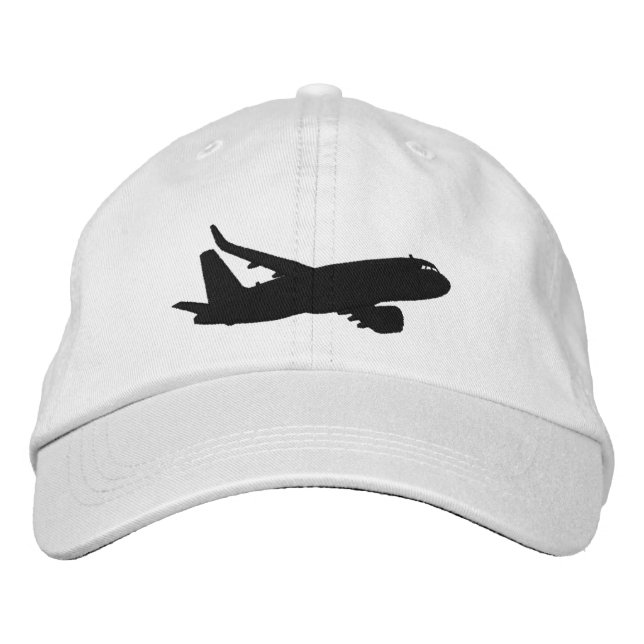 Aircraft Airliner Jet Silhouette Flying Embroidery Embroidered Hat (Front)