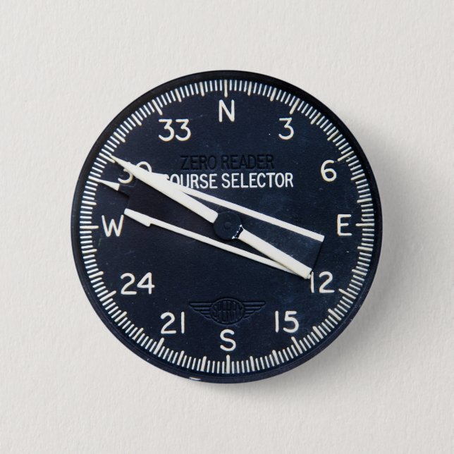 Aircraft Airplane Flying Flight Course Instrument 2 Inch Round Button (Front)