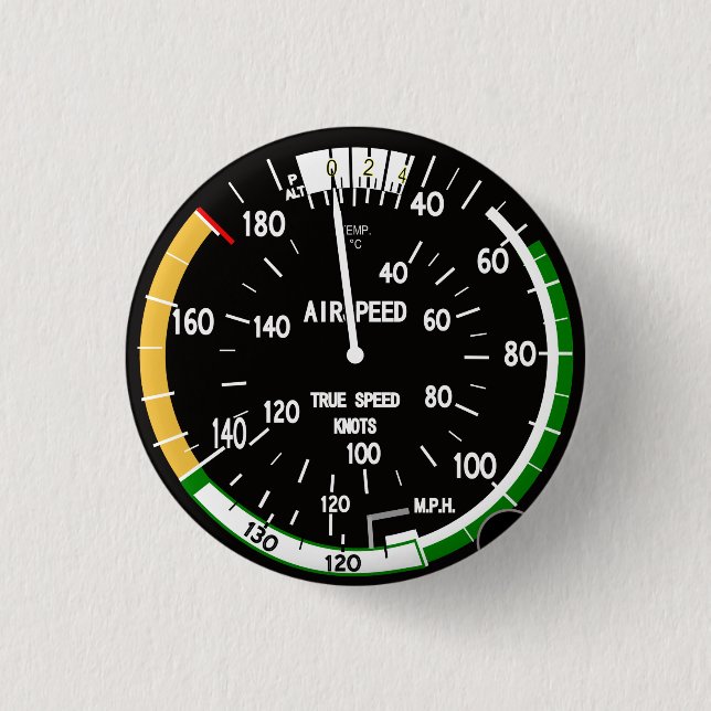 Aircraft Airspeed Indicator Flight Instrument 1 Inch Round Button (Front)