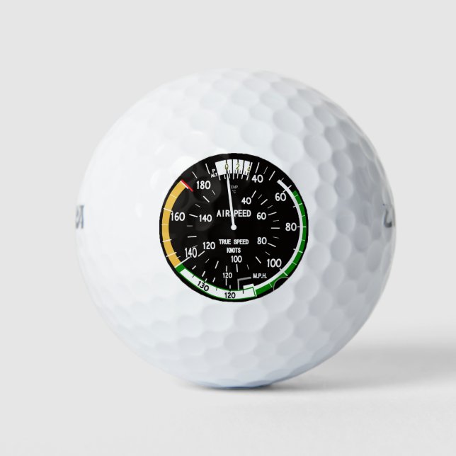 Aircraft Airspeed Indicator Flight Instrument Golf Balls (Front)