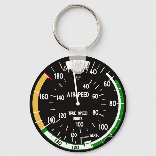 Aircraft Airspeed Indicator Flight Instrument Keychain (Front)