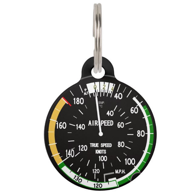 Aircraft Airspeed Indicator Flight Instrument Pet Tag (Front)