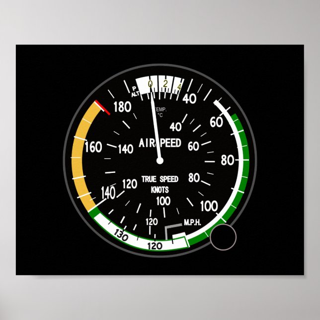 Aircraft Airspeed Indicator Flight Instrument Poster (Front)