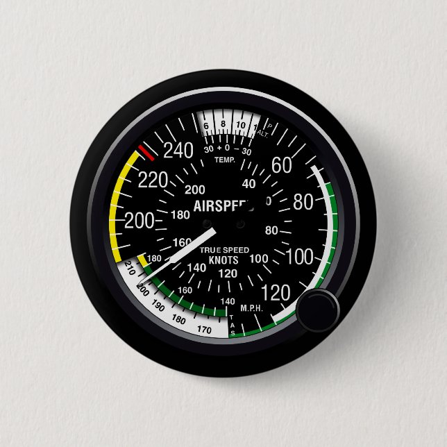 Aircraft Airspeed Indicator Gauge 2 Inch Round Button (Front)