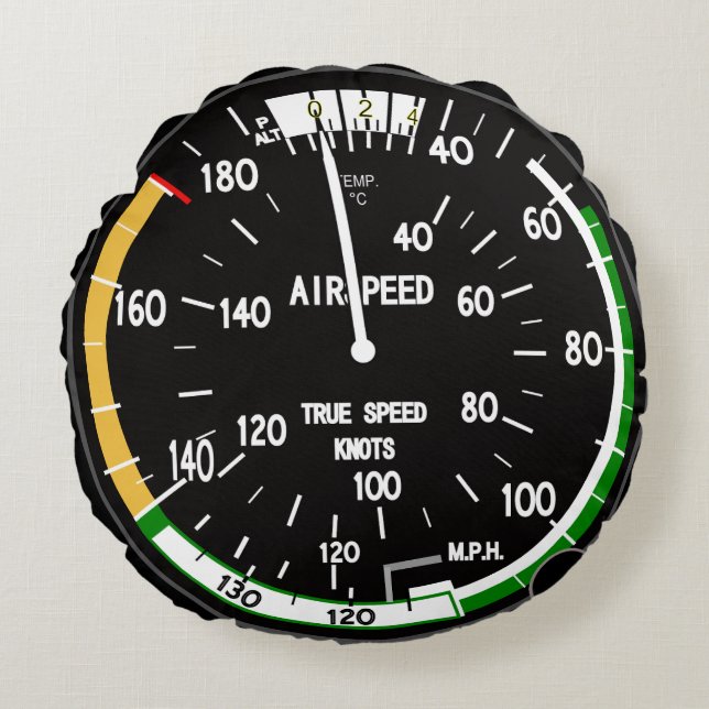 Aircraft Airspeed Indicator Round Pillow (Front)