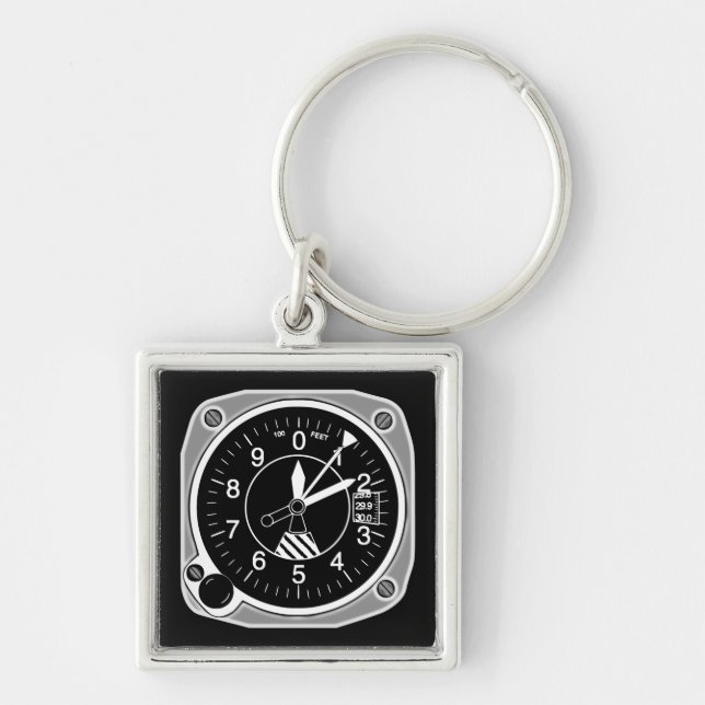 Aircraft Altimeter Instrument Keychain (Front)