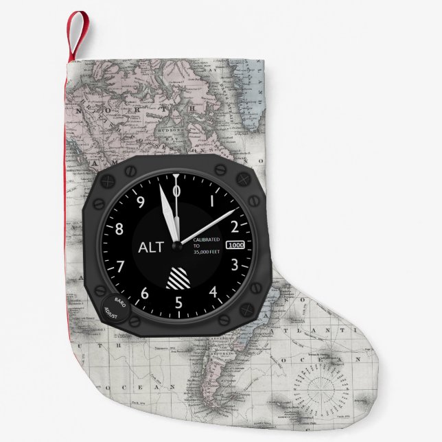 Aircraft Altimeter Small Christmas Stocking (Front)