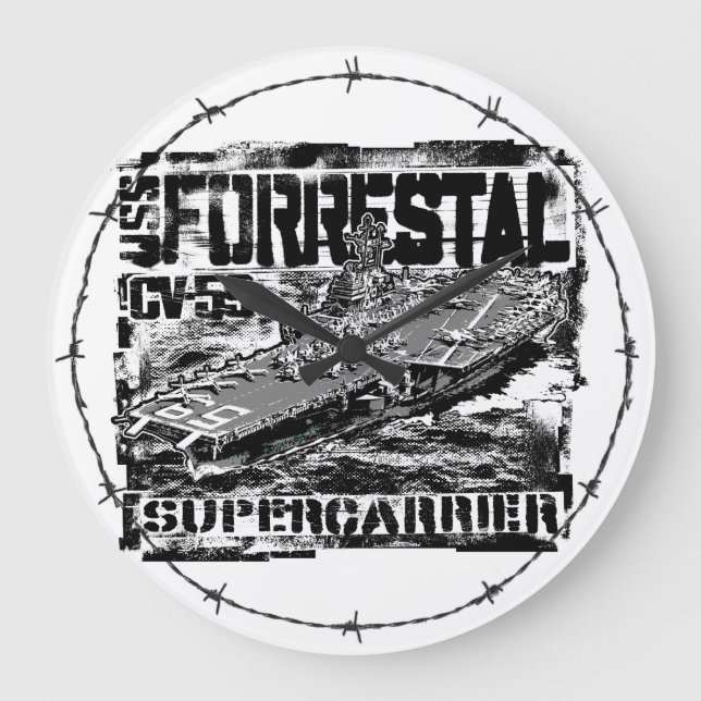 Aircraft carrier Forrestal Acrylic Wall Clock (Front)