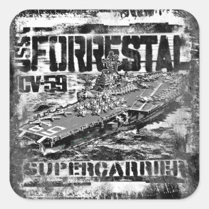 Aircraft carrier Forrestal Square Sticker Sticker