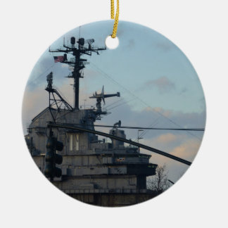 Aircraft Carrier In New York Ceramic Ornament