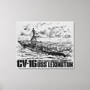 Aircraft carrier Lexington Wrappedcanvas Canvas Print
