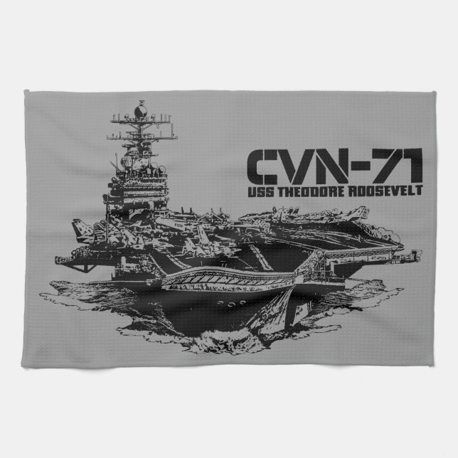 Aircraft carrier Theodore Roosevelt Dawsonsf kitc Kitchen Towel (Horizontal)