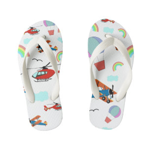 aircraft cartoon doodle kids flip flops