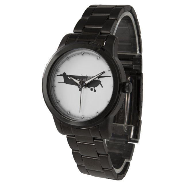 Aircraft Cessna Black Silhouette Flying Decor Watch (Angled)