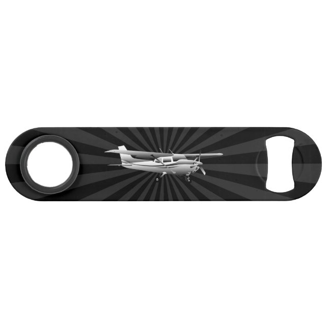 Aircraft Cessna Silhouette Flying Black Burst Speed Bottle Opener (Front (Horizontal))