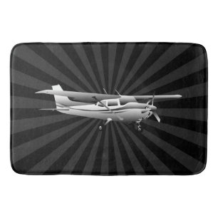 Aircraft Cessna Silhouette Flying Black Sunburst Bath Mat