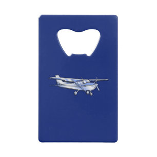 Aircraft Chrome Cessna Silhouette Flying on Blue Wallet Bottle Opener