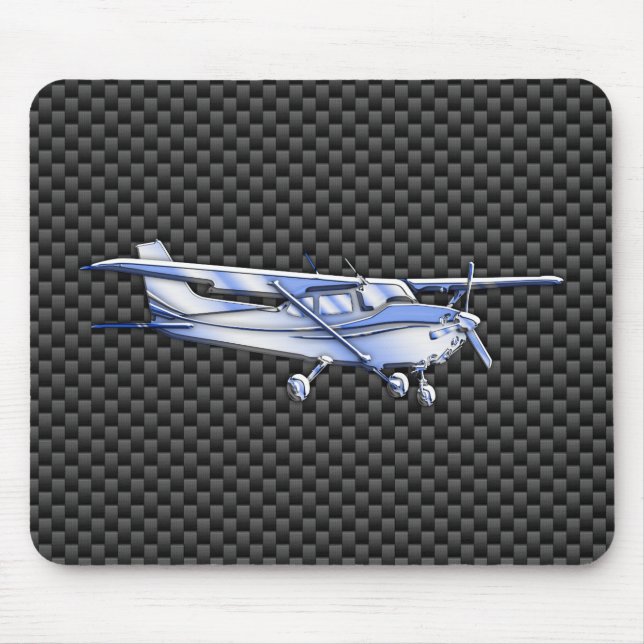Aircraft Chrome Like Cessna Black Carbon Fibre Mouse Pad (Front)