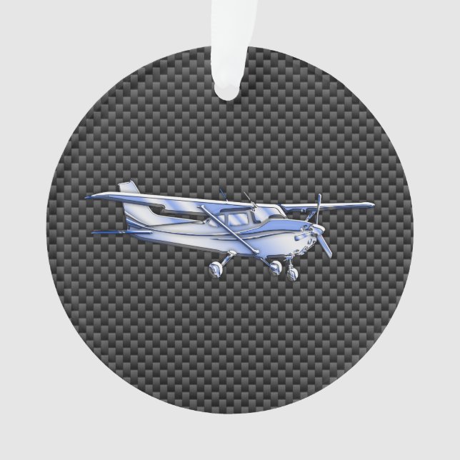 Aircraft Chrome Like Cessna Black Carbon Fibre Ornament (Front)