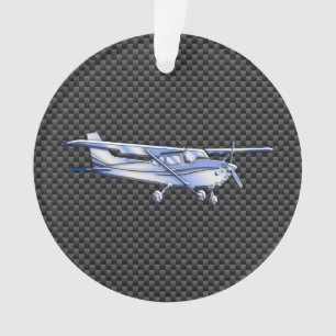 Aircraft Chrome Like Cessna Black Carbon Fibre Ornament
