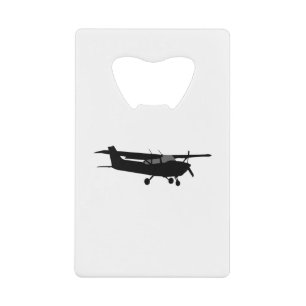 Aircraft Classic Cessna Black Silhouette Flying Credit Card Bottle Opener