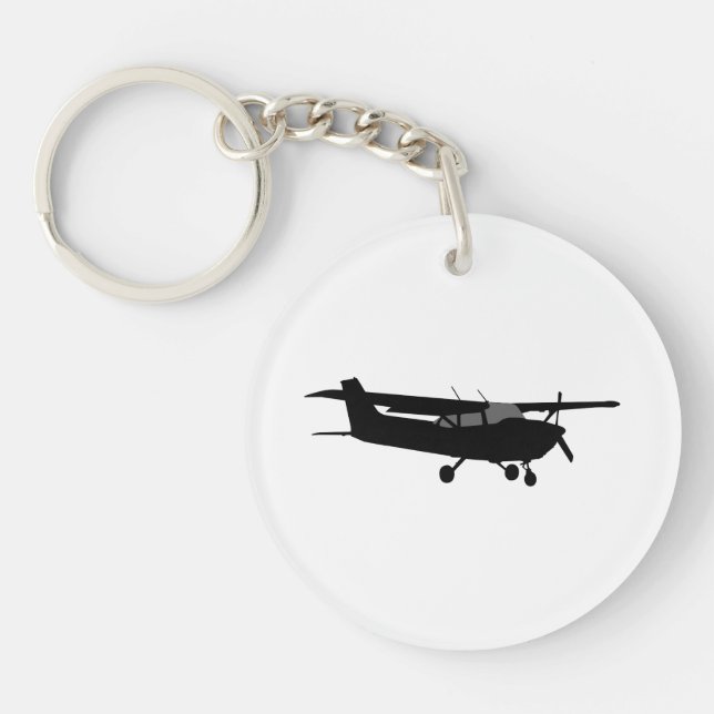 Aircraft Classic Cessna Black Silhouette Flying Keychain (Front)