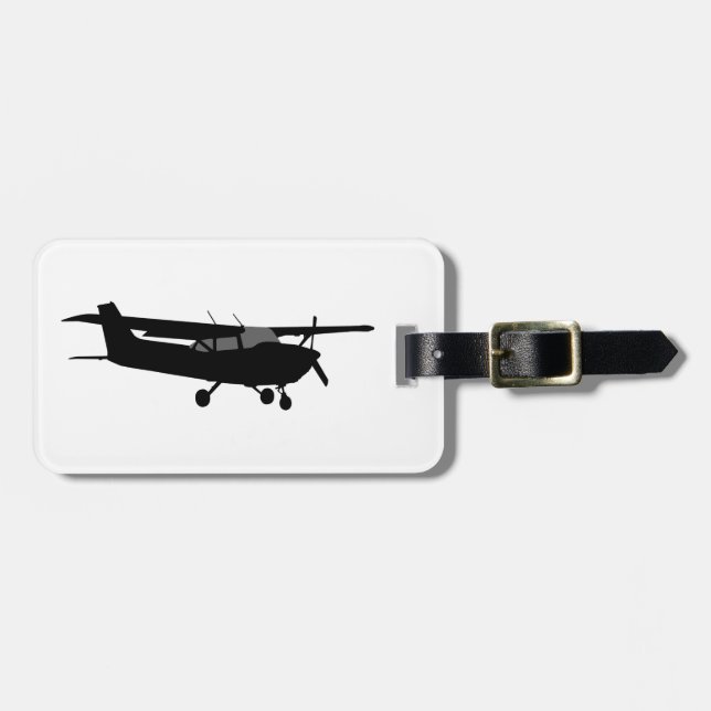 Aircraft Classic Cessna Black Silhouette Flying Luggage Tag (Front Horizontal)