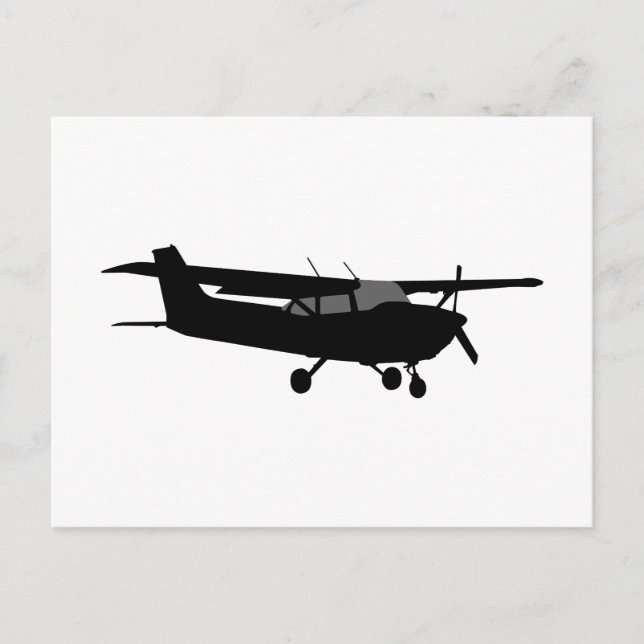 Aircraft Classic Cessna Black Silhouette Flying Postcard (Front)
