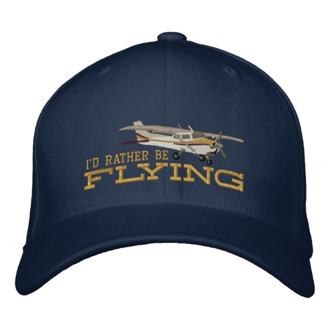 Aircraft Classic Cessna I'd Rather Be Flying Embroidered Hat (Front)