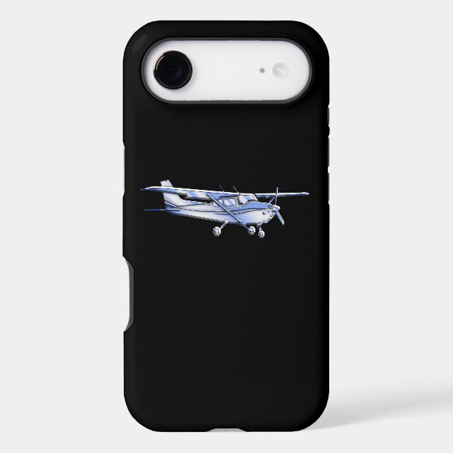 Aircraft Classic Cessna Silhouette Flying on Black (Back)